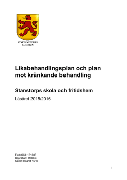 Förslag till Likabehandlingsplan Stanstorp 2015-2016