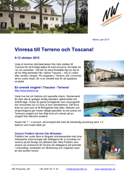 Program Vinresa till Toscana 9-12 oktober 2015