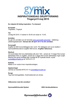 INSPIRATIONSDAG GRUPPTRÄNING Tingsryd 9 maj 2015