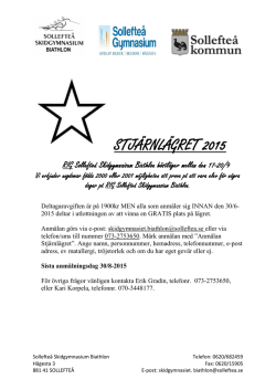Inbjudan till Stjärnlägret 2015