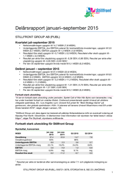 Delårsrapport januari–september 2015