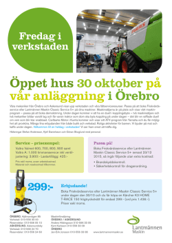 Öppet hus 30 oktober på vår anläggning i Örebro