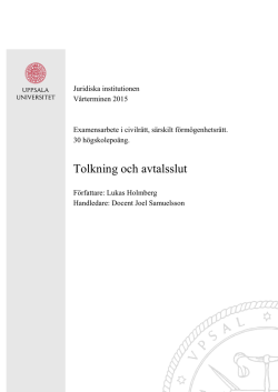 Tolkning och Avtalslut - Lukas Holmberg 2015