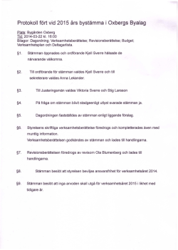 Protokoll fört vid bystämma i Oxberg 2015