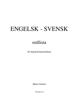 ENGELSK - SVENSK