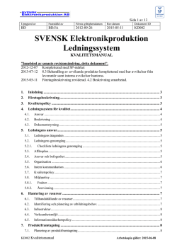 Kvalitetsmanual - Svensk Elektronikproduktion