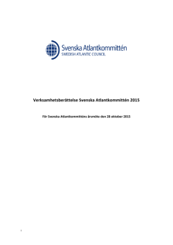 Verksamhetsberättelse Svenska Atlantkommittén 2015