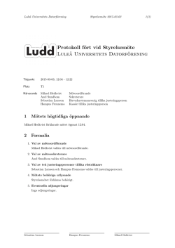 Protokoll fört vid Styrelsemöte Luleå Universitets Datorförening