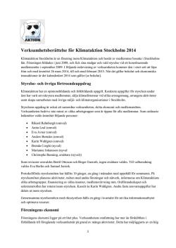 Verksamhetsberättelse för Klimataktion Stockholm 2014