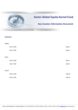 Sector Global Equity Kernel Fund Key Investor Information Document