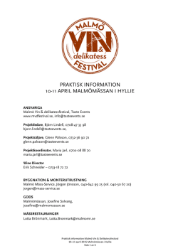 Praktisk Information - Malmö Vinfestival 2015