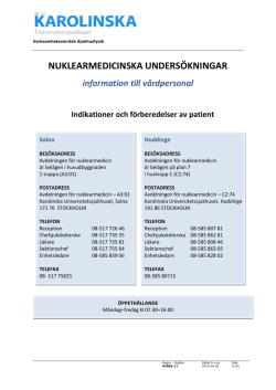 Information till vårdpersonal - Nuklearmedicinska undersökningar