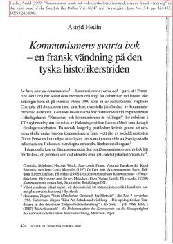 Hedin, Astrid (1999) ”Kommunismens svarta bok – den tyska