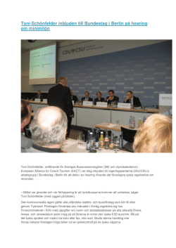 Toni Schönfelder inbjuden till Bundestag i Berlin på hearing om
