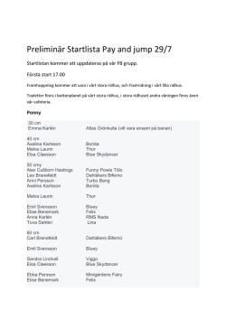 Preliminär Startlista Pay and jump 29/7