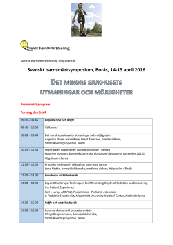 Svenskt barnsmärtsymposium, Borås, 14