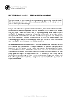 PROVET I BIOLOGI 14.9.2015 BESKRIVNING AV GODA SVAR
