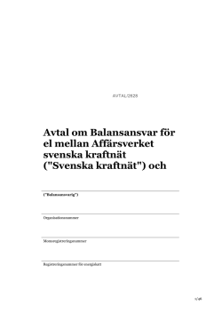 Avtal om balansansvar (AVTAL/2628) – ändringar inkluderade
