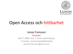 Open Access och hittbarhet