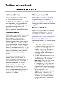 Trafikverkets mc-klubb Infoblad nr 2 2015