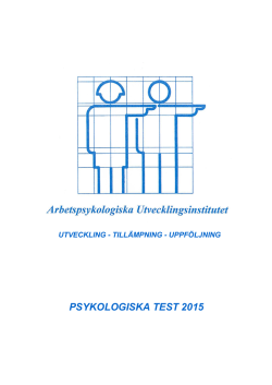 PSYKOLOGISKA TEST 2015 - Arbetspsykologiska