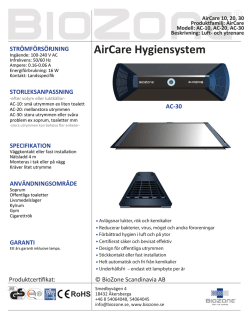 AirCare Hygiensystem AC-30