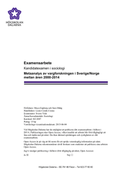 Metaanalys av vargforskningen i Sverige/Norgemellan åren 2000