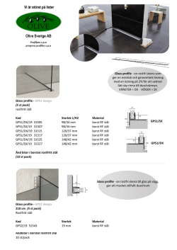 Glass profile - GPS1 design (5 st pack) rostfritt stål Kod Storlek L/H2