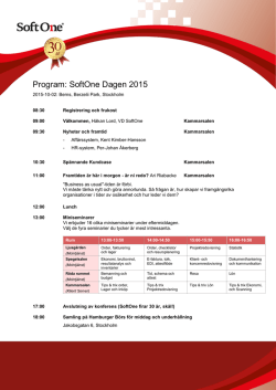 Program: SoftOne Dagen 2015