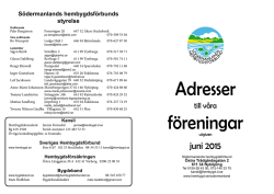 Adresslista 2015 - Sveriges Hembygdsförbund