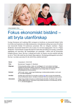 Fokus ekonomiskt bistånd - Sveriges Kommuner och Landsting