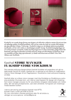 Kasthall STORE MANAGER FLAGSHIP STORE