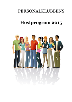 PERSONALKLUBBENS Höstprogram 2015