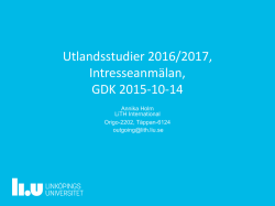 Intresseanmälan utbytesstudier ht2016, GDK studenter