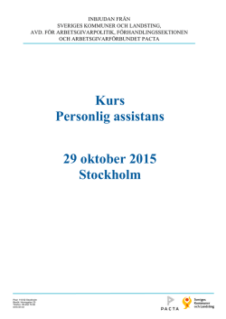 Kurs Personlig assistans 29 oktober 2015 Stockholm