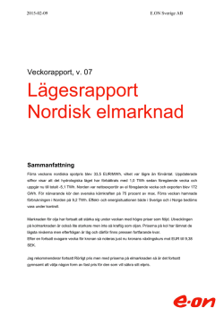 Lägesrapport Nordisk elmarknad