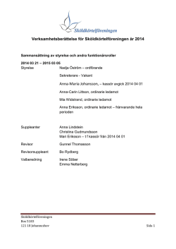 Verksamhetsberättelse för Sköldkörtelföreningen år 2014