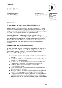 Remissvar: Nya regler för revisorer och revision (SOU 2015:49)