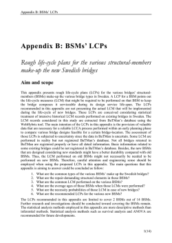 Appendix B Rough life-cycle plans for the various structural