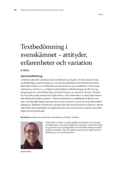 Textbedömning i svenskämnet – attityder, erfarenheter och variation