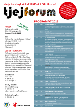 Program Tjejforum i Rinkeby och Husby