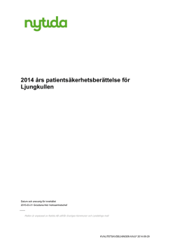 2014 års patientsäkerhetsberättelse för Ljungkullen