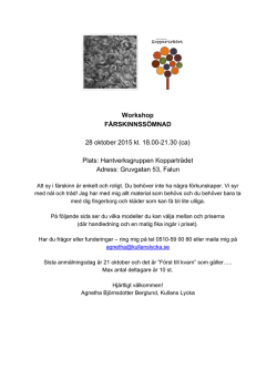 Workshop FÅRSKINNSSÖMNAD 28 oktober 2015 kl. 18.0021.30 (ca)