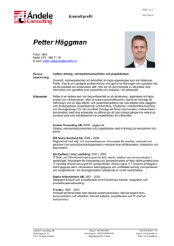 Konsultprofil Petter Häggman