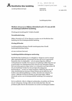 Stockholms läns landsting Motion 2014:12 av Håkan Jörnehed m.fl