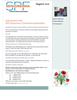 Information från SPF Seniorerna Västerbottensdistriktet