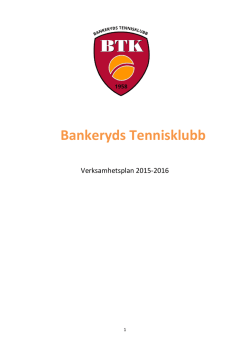 Bankeryds Tennisklubb verksamhetsplan
