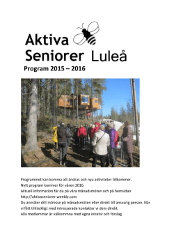 Program 2015 – 2016 - Aktiva Seniorer i Luleå