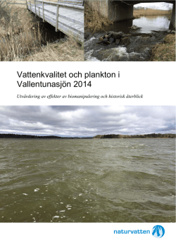 Vattenkvalitet och plankton i Vallentunasjön 2014
