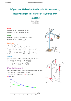 Något om Mekanik-Statik och Mathematica, läsanvisningar till